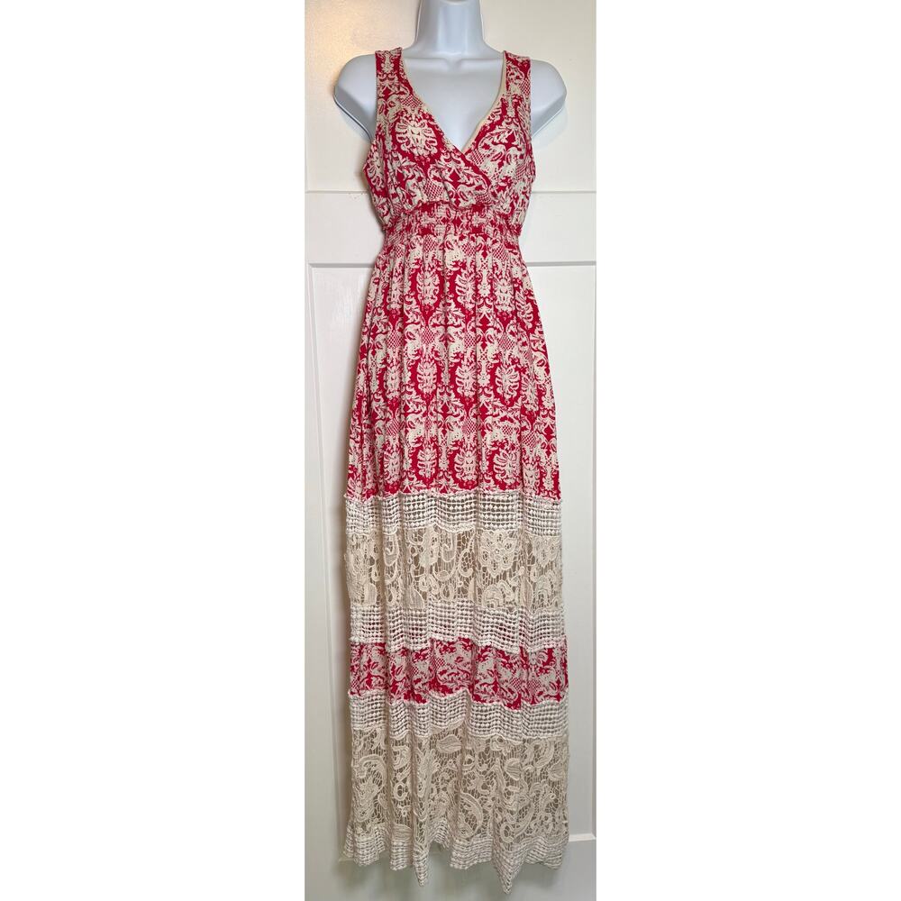 Anthropologie Sunday in‎ Brooklyn Maxi Dress Slvless Crochet Size SMALL